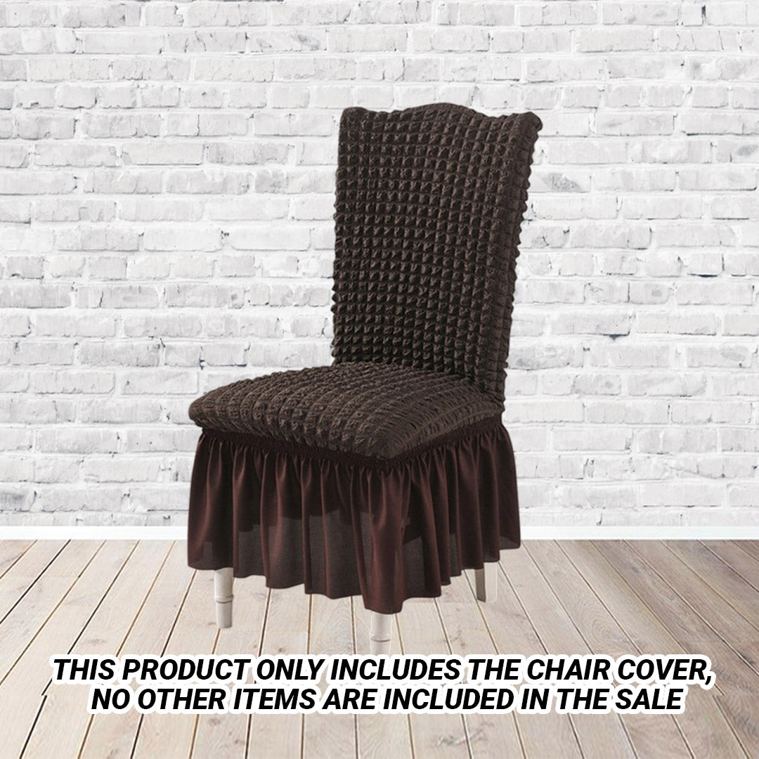 SOG 2X Coffee Chair Cover Seat Protector with Ruffle Skirt Stretch Slipcover Wedding Party Home Decor • LUZ-Chaircov24DX2