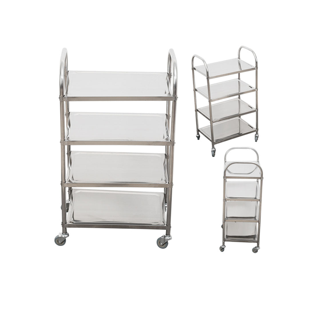 SOGA 2X 4 Tier 950x500x1220 Stainless Steel Kitchen Dining Food Cart Trolley Utility • LUZ-FoodCart1007X2
