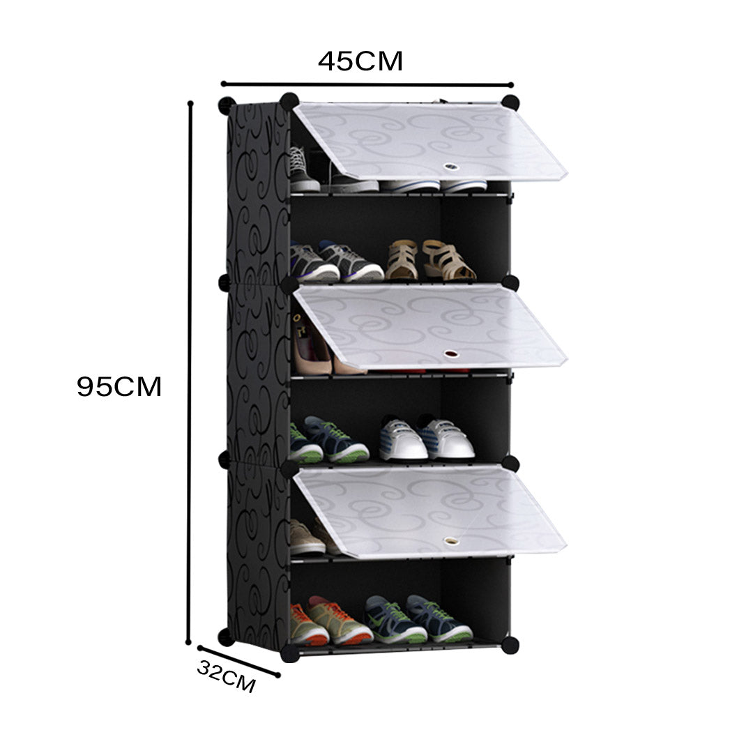 SOGA 6 Tier Shoe Rack Organizer Sneaker Footwear Storage Stackable Stand Cabinet Portable Wardrobe with Cover • LUZ-ShoeBox106