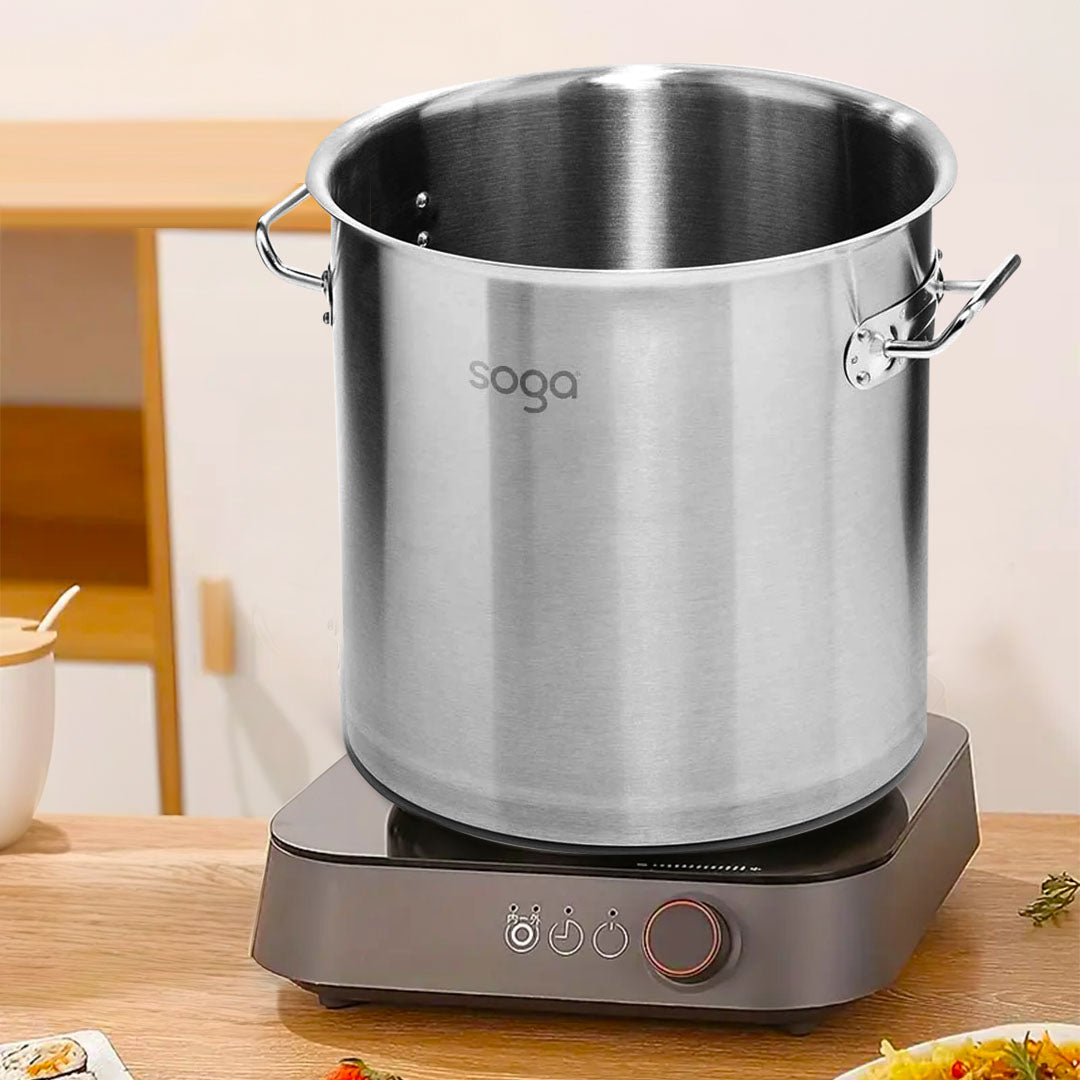 SOGA Stock Pot 21L Top Grade Thick Stainless Steel Stockpot 18/10 Without Lid • LUZ-StockPot30CM21L-JPOT