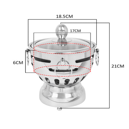 SOGA Stainless Steel Mini Asian Buffet Hot Pot Single Person Shabu Alcohol Stove Burner with Glass Lid • LUZ-ChafingDishHotPot7