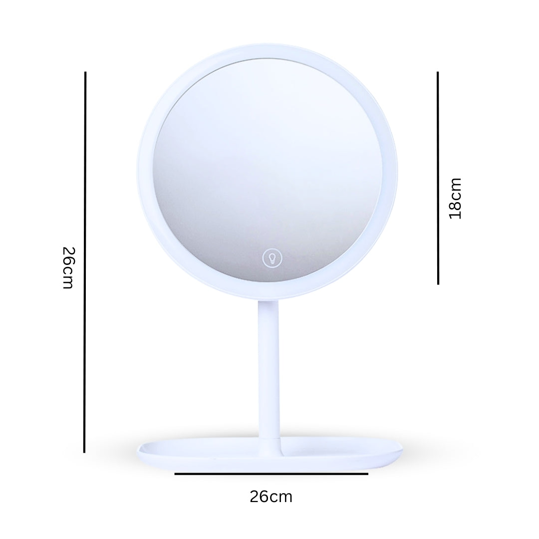 SOGA 2X 26cm White Round Smart LED Makeup Bedroom Table Vanity Mirror Tricolor w/ 5x Magnification LUZ-MirrorE7X2