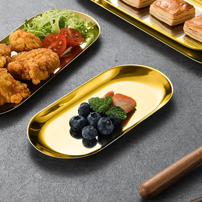 SOGA Gold Nordic Oval Plate Set Small, Medium and Large for 3 Pieces Kitchen • LUZ-VICPlate49