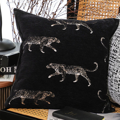 SOGA 2X 45cm Light Luxury Vintage Leopard Print Square Black Throw Pillow • LUZ-FrenchCushion253X2
