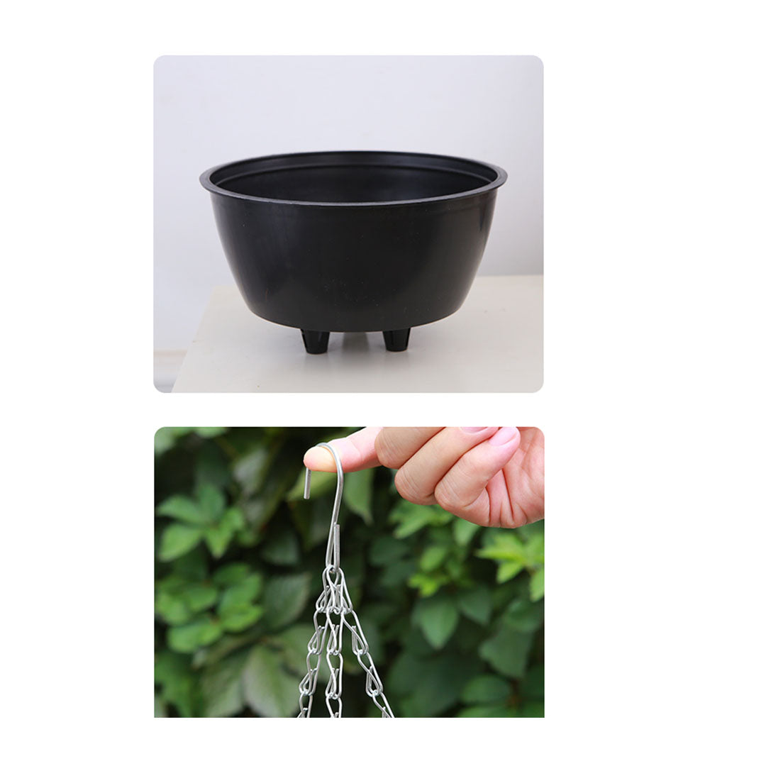 SOGA 2X White Small Hanging Resin Flower Pot Self Watering Basket Planter Outdoor Garden Decor • LUZ-HangPot11WHTX2