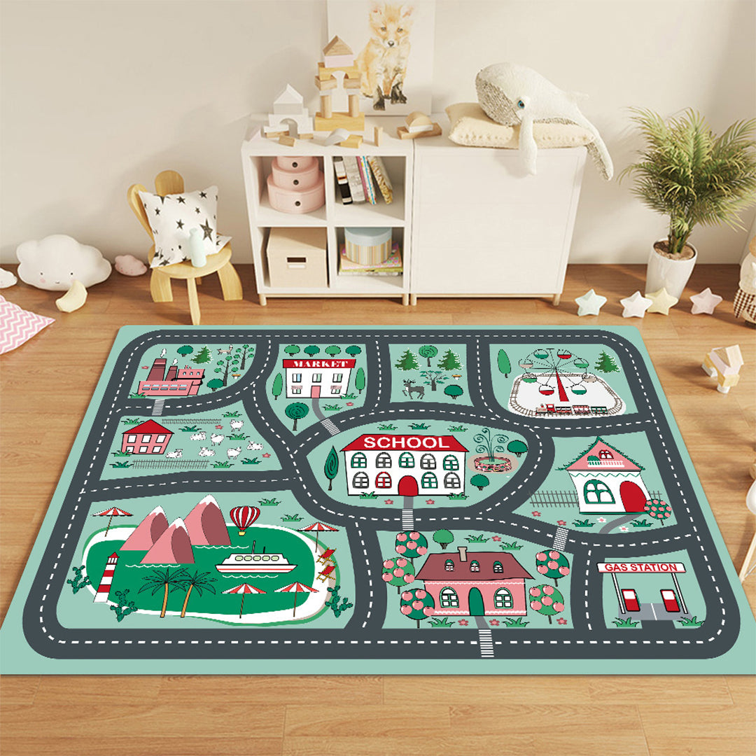 SOGA 2X 120cm Kids Rug Street Map Play Mat, Educational Baby Theme Park Area Rugs • LUZ-KidCarpet605X2