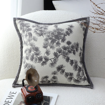 SOGA 2X 45cm Throw Pillow Off White Wide Border with Branch and Pine Needle Design Pattern Home Decor • LUZ-FrenchCushion305X2