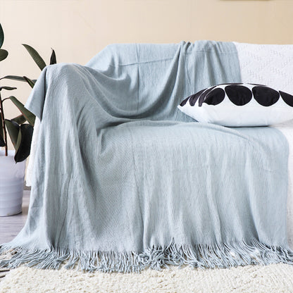 SOGA Grey Acrylic Knitted Throw Blanket Solid Fringed Warm Cozy Woven Cover Couch Bed Sofa Home Decor • LUZ-Blanket907