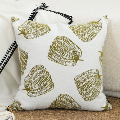 SOGA 2X 50cm Throw Pillow White with Olive Green Autumn Harvest Pumpkin Print Home Decor • LUZ-FrenchCushion329X2