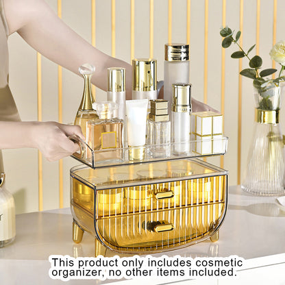 SOGA 2X 3 Tier Golden Yellow Multifunctional Countertop Cosmetic Storage Makeup Skincare Holder Jewelry Cabinet Bathroom Desk Drawer Vanity Organiser • LUZ-BathC124X2