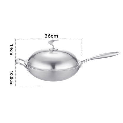 SOGA 18/10 Stainless Steel Fry Pan 36cm Frying Pan Top Grade Skillet with Helper Handle and Lid • LUZ-TRIFPO36