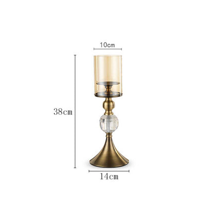 SOGA 2X 38cm Glass Candle Holder Candle Stand Glass/Metal • LUZ-CandleStickBSmallX2