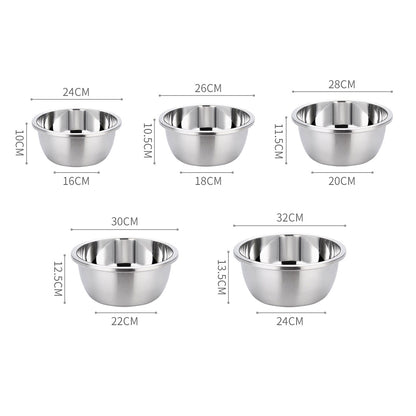 SOGA 5Pcs Deepen Polished Stainless Steel Stackable Baking Washing Mixing Bowls Set Food Storage Basin • LUZ-Bowl887