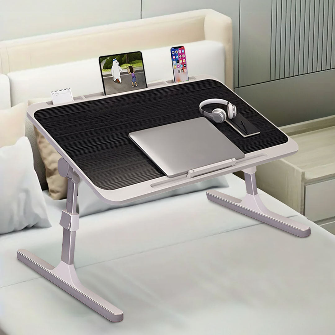 SOGA 70X45cm Black Small Laptop Bed Portable Foldable Study Table Adjustable • LUZ-BedTableA15