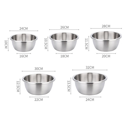 SOGA 2X 5Pcs Deepen Matte Stainless Steel Stackable Baking Washing Mixing Bowls Set Food Storage Basin • LUZ-Bowl889X2