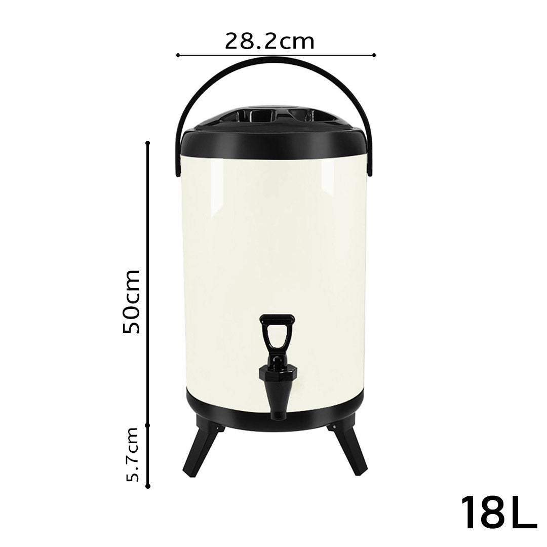 SOGA 18L Stainless Steel Insulated Milk Tea Barrel Hot and Cold Beverage Dispenser Container with Faucet White • LUZ-VICDispenser18LWHT
