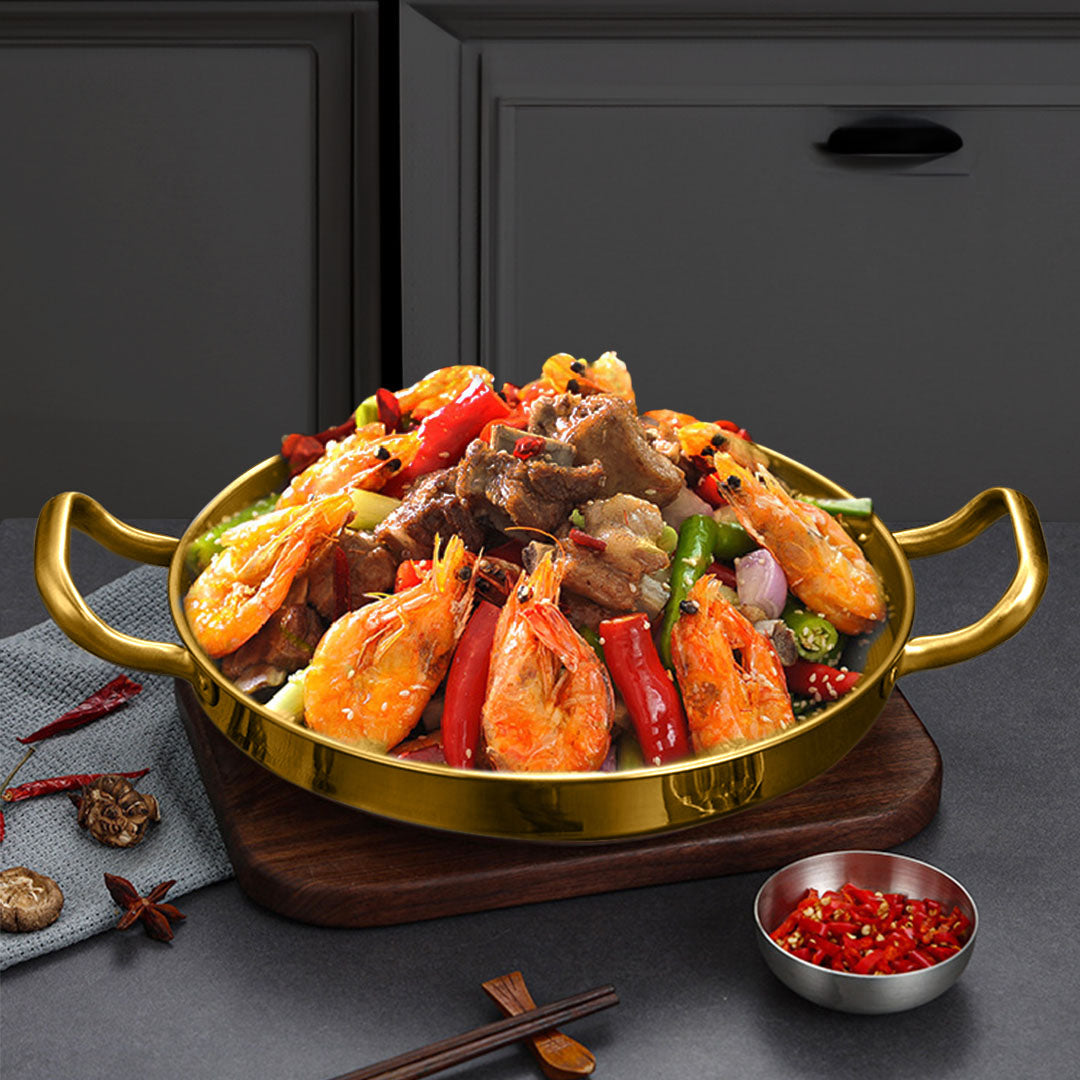 SOGA 30cm Dry Pot, Gold Plated 202 Material Stainless Steel and Kitchen Essential • LUZ-VICSoupPot18