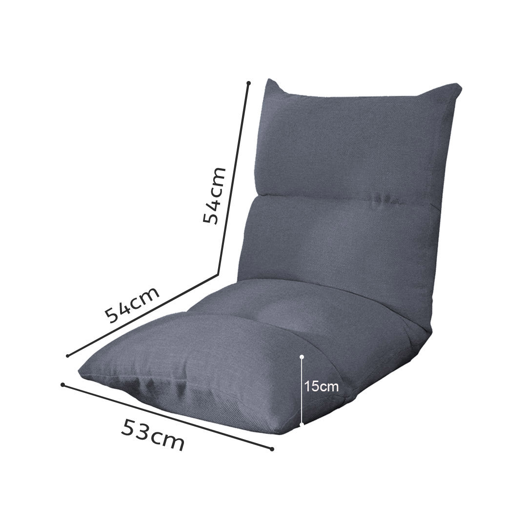 SOGA 2X Lounge Floor Recliner Adjustable Lazy Sofa Bed Folding Game Chair Grey • LUZ-LoungeFabricGreyX2