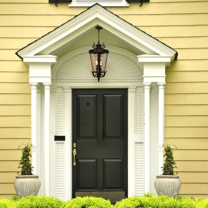 Vintage Lamp 2X 60.3cm Aluminum & Glass Lantern Elegant Chandelier Style Classic Hanging Light Antique-Inspired Design • LUZ-Lamp584HangMedX2