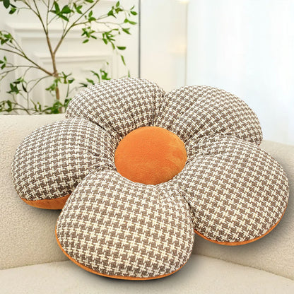 SOGA 2X Orange Flower Cushion Shaped for Floor and Sitting Throw Pillow • LUZ-SCushion097X2