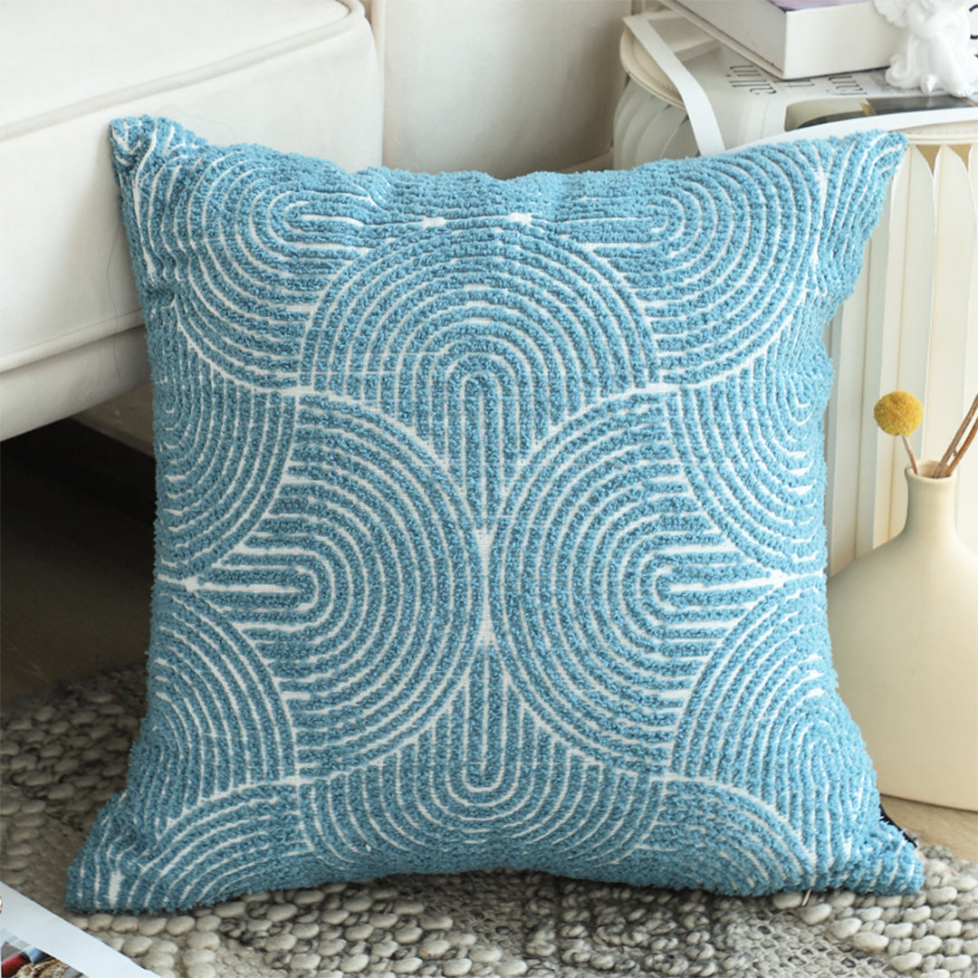 SOGA 2X 50cm Blue Throw Pillow Geometric Indoor and Outdoor Corded for Home Decor • LUZ-FrenchCushion319X2