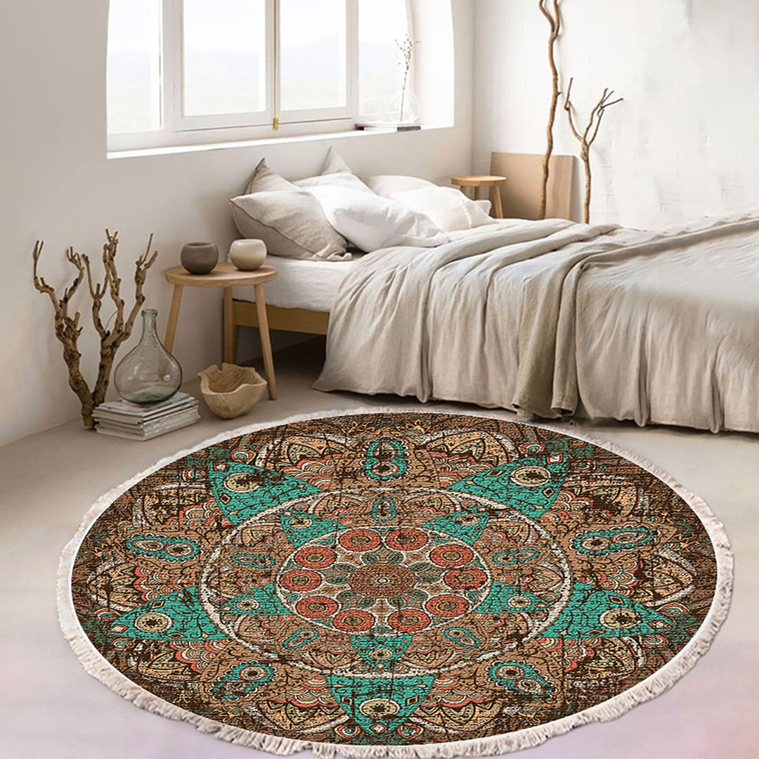SOGA 90cm Mandala Round Area Thick Anti-slip Doormat, Home Decor • LUZ-CarpetYH30