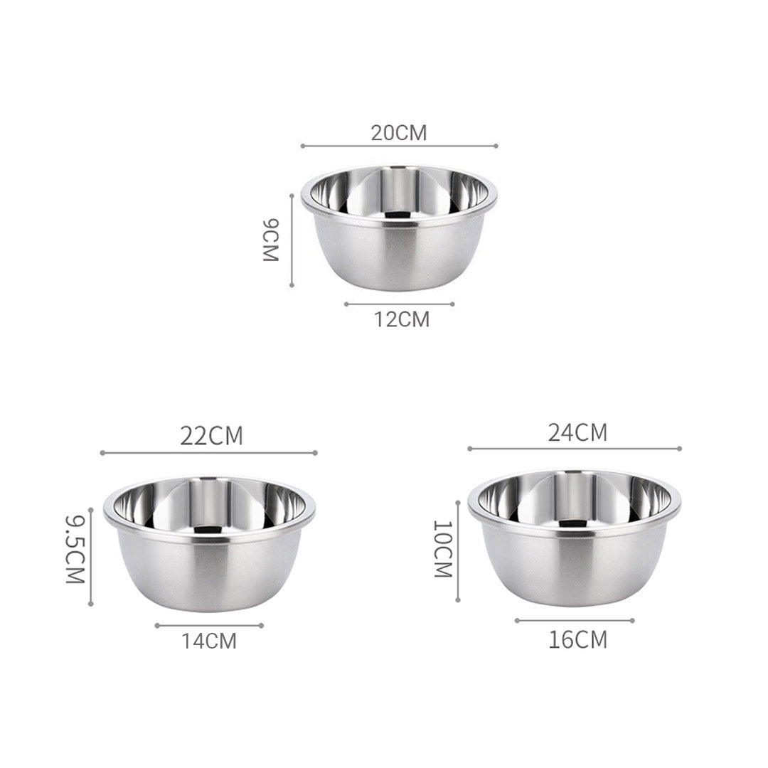 SOGA 2X Stainless Steel Nesting Basin Colander Perforated Kitchen Sink Washing Bowl Metal Basket Strainer Set of 3 • LUZ-Bowl609X2