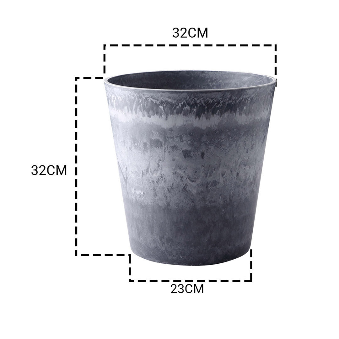 SOGA 32cm Weathered Grey Round Resin Plant Flower Pot in Cement Pattern Planter Cachepot for Indoor Home Office • LUZ-FPotE3242