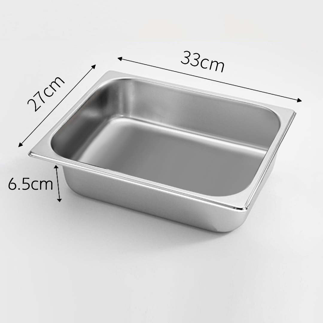 SOGA Gastronorm GN Pan Full Size 1/2 GN Pan 6.5cm Deep Stainless Steel Tray • LUZ-GastronormPans5409X1
