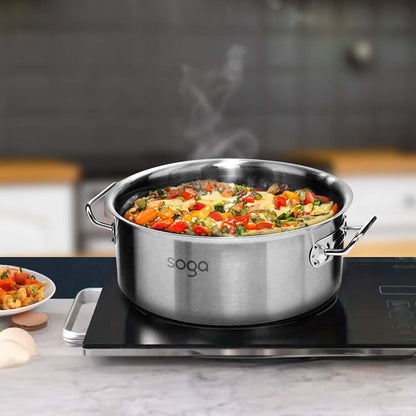 SOGA Stock Pot 14L Top Grade Thick Stainless Steel Stockpot 18/10 Without Lid • LUZ-StockPot14L-JPOT