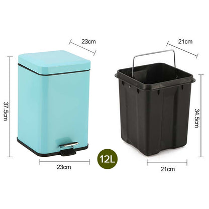 SOGA 4X 12L Foot Pedal Stainless Steel Rubbish Recycling Garbage Waste Trash Bin Square Blue • LUZ-RubbishBinSquare12LBlueX4