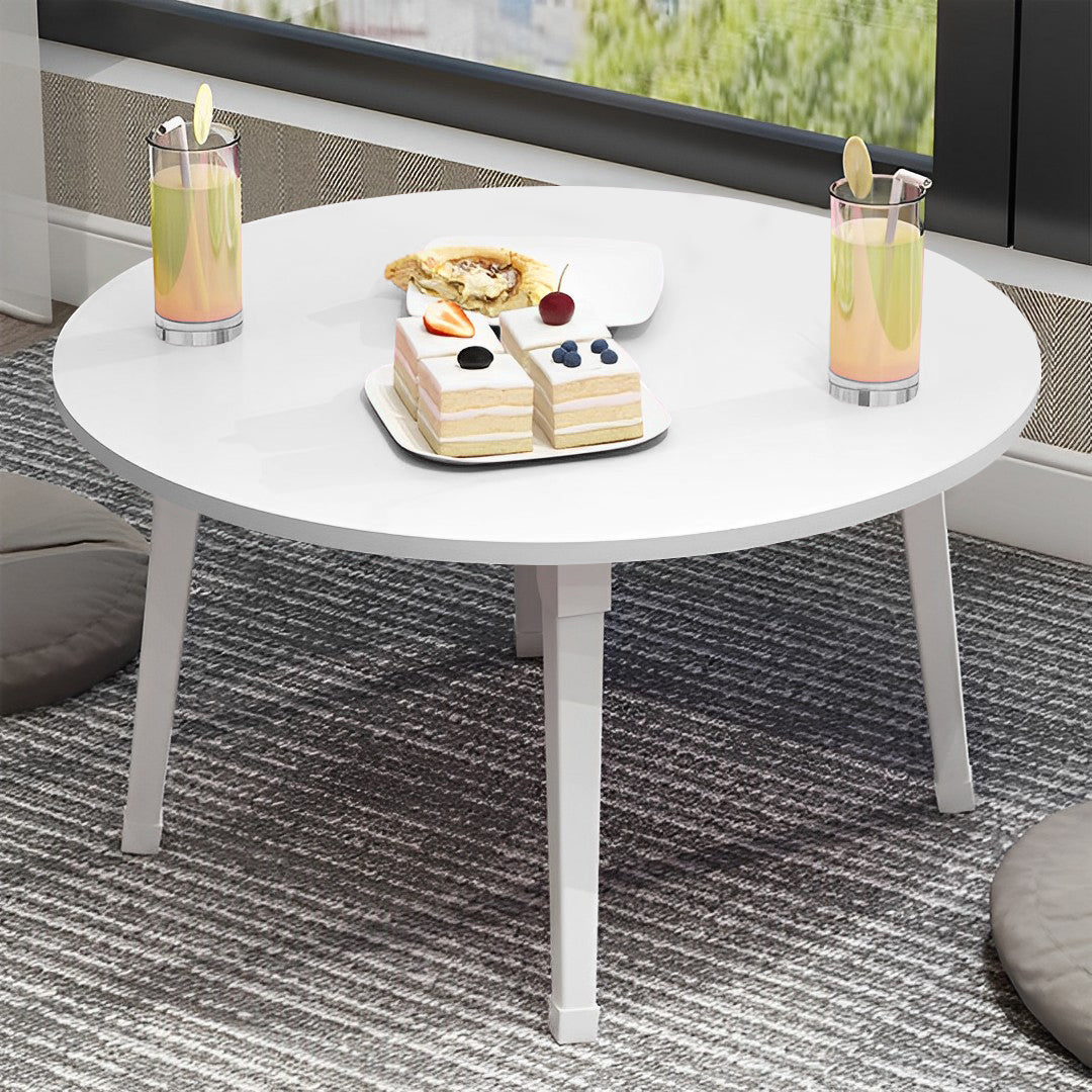 SOGA 2X White Portable Floor Table Small Round Space-Saving Mini Desk Home Decor • LUZ-FloorTable506X2
