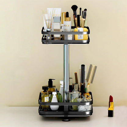 SOGA 2 Tier Steel Black Square Rotating Multi-Function Kitchen Portable Storage Spice Seasoning Kitchen Countertop Organiser Shelf • LUZ-KitchenXY053