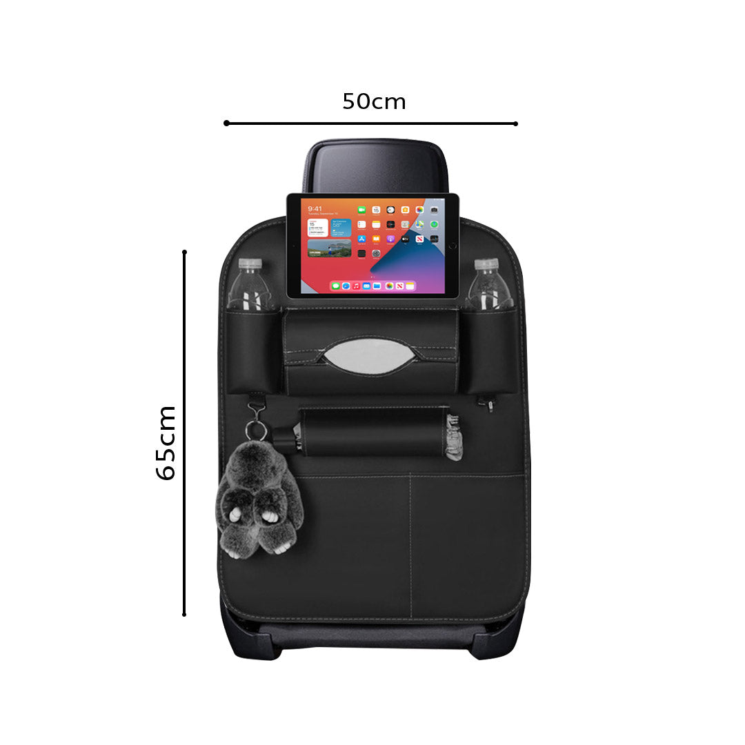 SOGA PVC Leather Car Back Seat Storage Bag Multi-Pocket Organizer Backseat and iPad Mini Holder Black • LUZ-CarStorage1SeatBagBLK