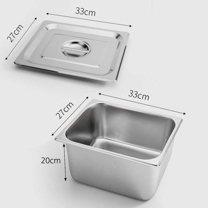 SOGA 4X Gastronorm GN Pan Full Size 1/2 GN Pan 20cm Deep Stainless Steel Tray With Lid • LUZ-GP5412wLidX4
