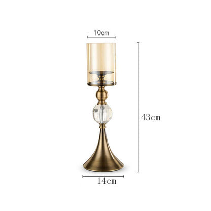 SOGA 2X 43cm Glass Candle Holder Candle Stand Glass/Metal • LUZ-CandleStickBLargeX2