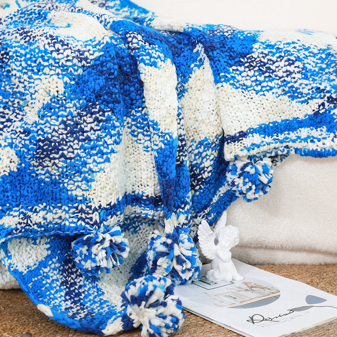 SOGA 2X 90x200cm Throw Blanket  Blue Deep Sea Gradient Dyed Art Stylish Decorative Cozy • LUZ-Blanket937X2