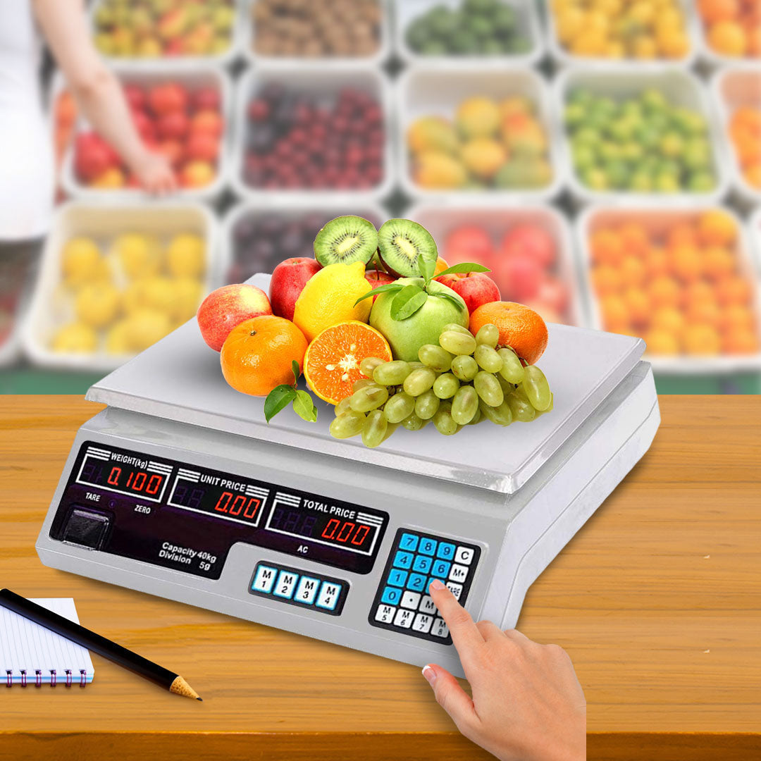 SOGA 2X 40kg Digital Commercial Kitchen Scales Shop Electronic Weight Scale Food White • LUZ-Scale40kgWHTX2