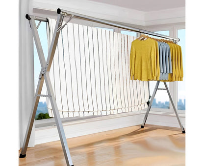 SOGA 2.4m Portable Standing Clothes Drying Rack Foldable Space-Saving Laundry Holder Indoor Outdoor • LUZ-BSXG2510
