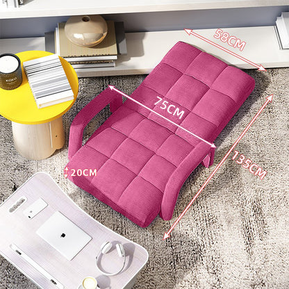 SOGA Foldable Lounge Cushion Adjustable Floor Lazy Recliner Chair with Armrest Pink • LUZ-LoungeArmPink
