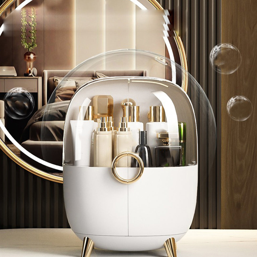 SOGA 2X White Transparent Countertop Makeup Organiser Cosmetic Storage Waterproof Dustproof Bathroom Skincare Holder with Lid • LUZ-BathF901X2