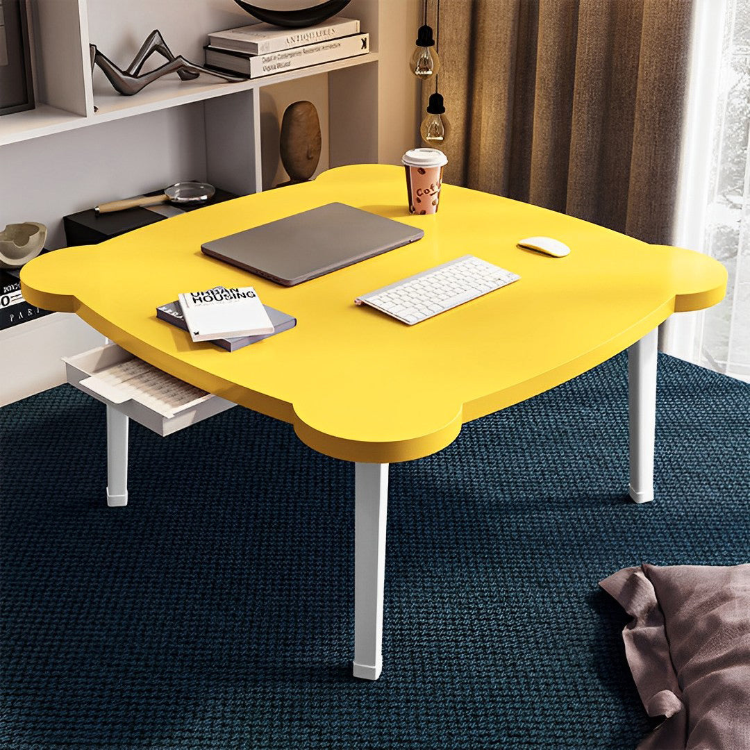 SOGA Yellow Minimalist Cat Ear Portable Floor Table Small Space-Saving Mini Desk Home Decor • LUZ-FloorTable505