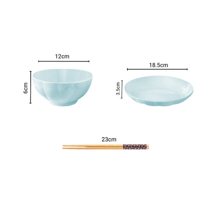 SOGA Light Blue Japanese Style Ceramic Dinnerware Crockery Soup Bowl Plate Server Kitchen Home Decor Set of 10 • LUZ-BowlG437
