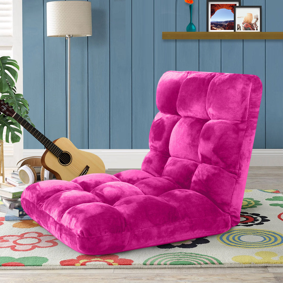SOGA Floor Recliner Folding Lounge Sofa Futon Couch Folding Chair Cushion Pink • LUZ-LoungeChairPink
