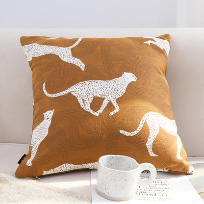 SOGA 50cm Throw Pillow Brown and White Cheetah Animal Print for Home DÃ©cor • LUZ-FrenchCushion338