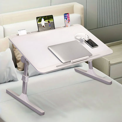 SOGA 70X45cm White Small Laptop Bed Portable Foldable Study Table Adjustable • LUZ-BedTableA14