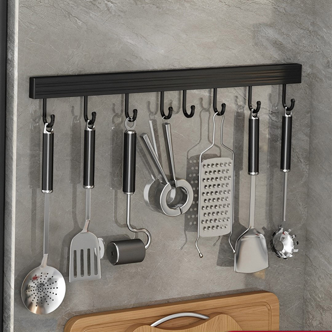 SOGA 41cm Wall Mounted Kitchen Utensil Storage Rack Space-Saving Spatula Organiser with Durable Hooks • LUZ-TAN1026