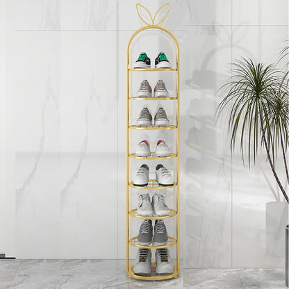 SOGA 7 Tier Bunny Ears Shape Gold Plated Metal Shoe Organizer Space Saving Portable Footwear Storage Shelf • LUZ-FPotXJ0991
