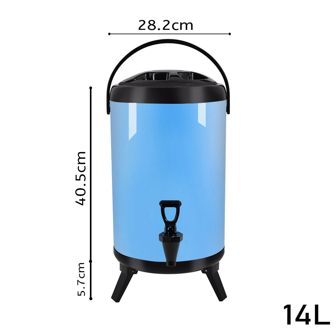 SOGA 14L Stainless Steel Insulated Milk Tea Barrel Hot and Cold Beverage Dispenser Container with Faucet Blue • LUZ-VICDispenser14LBLU
