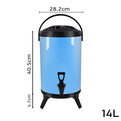 SOGA 14L Stainless Steel Insulated Milk Tea Barrel Hot and Cold Beverage Dispenser Container with Faucet Blue • LUZ-VICDispenser14LBLU